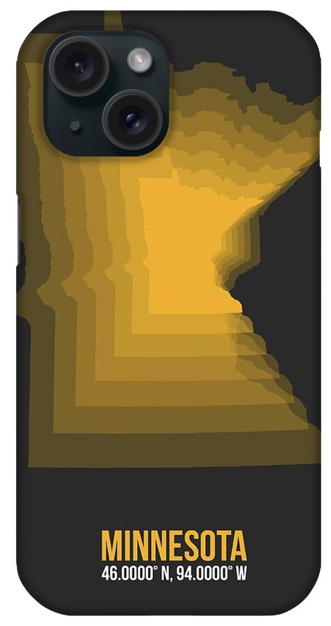 Map Of Minnesota iPhone Case featuring the digital art Yellow Map of Minnesota by Naxart Studio