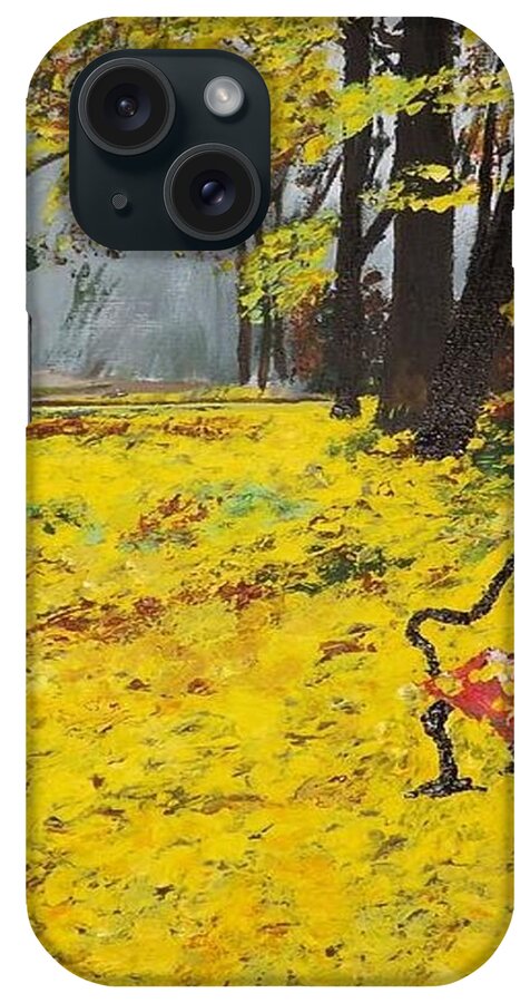 Acrylic iPhone Case featuring the painting Yellow Park by Denise Morgan