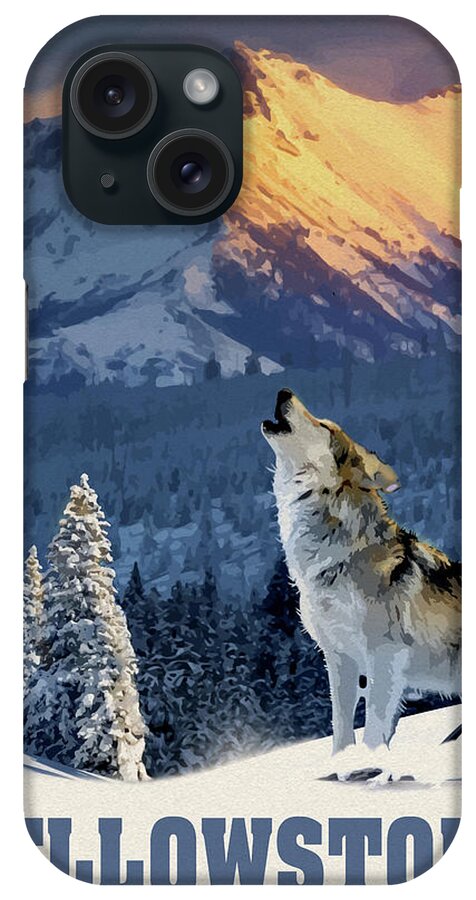 #faatoppicks iPhone Case featuring the mixed media Yellowstone Wolf by Old Red Truck