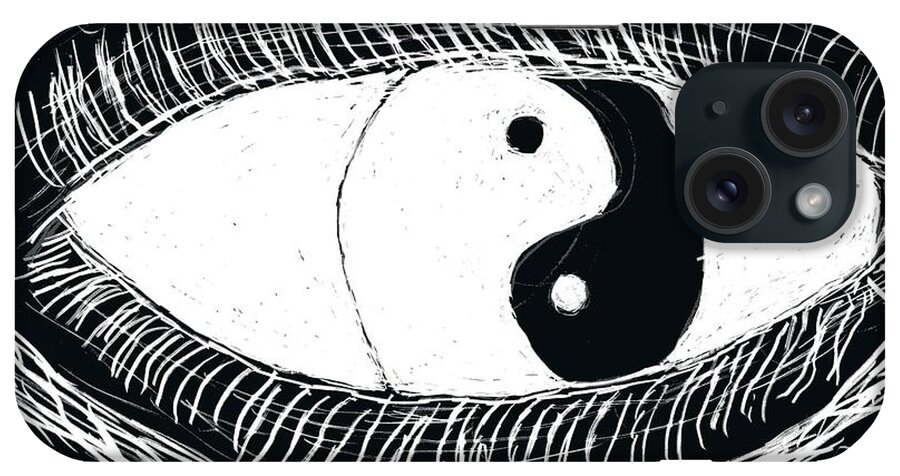 Yin-yang iPhone Case featuring the drawing Yin-Yang Eye by Branwen Drew
