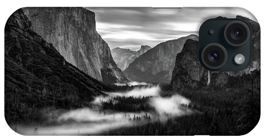 Black And White iPhone Case featuring the photograph Yosemite fog 1 by Stephen Holst