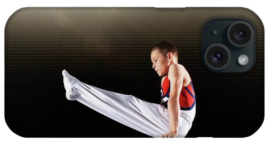 Focus iPhone Case featuring the photograph Young Male Gymnast Performing On by Robert Decelis Ltd