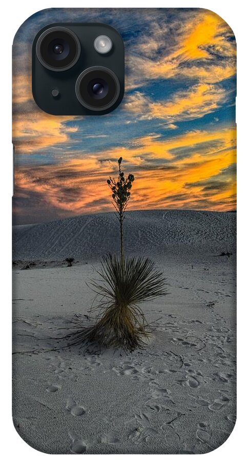White Sands iPhone Case featuring the photograph Yucca Sunset Skies at White Sands, New Mexico by Chance Kafka
