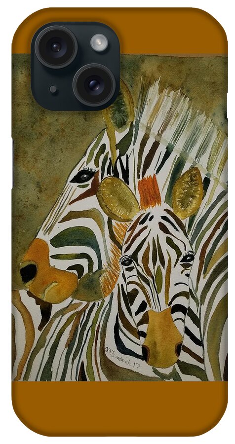 Zebra iPhone Case featuring the painting Zebra Jungle by Ann Frederick