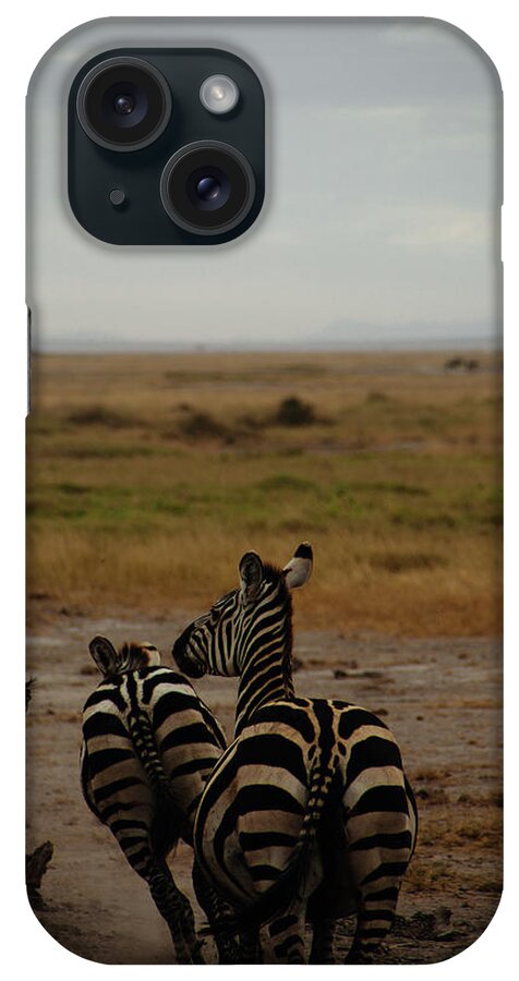 Kenya iPhone Case featuring the photograph Zebras Running Away by Christian.plochacki