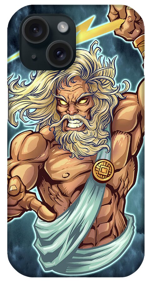 Zeus Full Color iPhone Case featuring the digital art Zeus Full Color by Flyland Designs