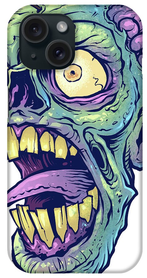 Zombie Head-03 iPhone Case featuring the digital art Zombie-pattern_head-03 by Flyland Designs