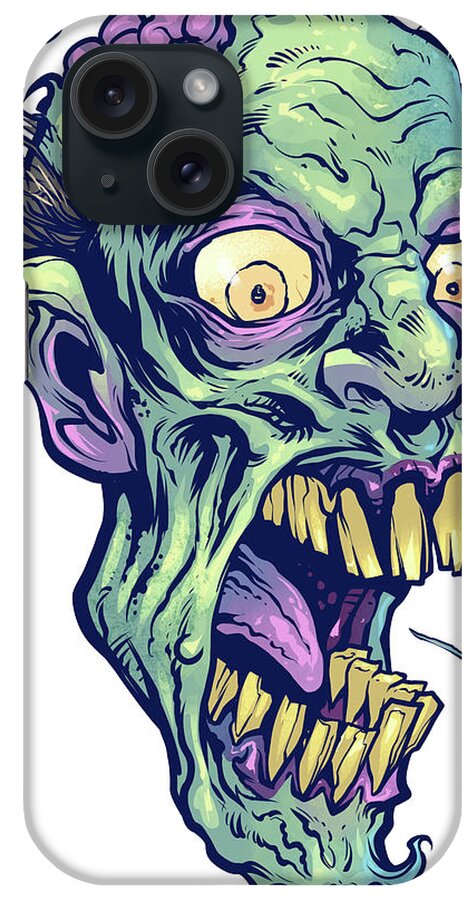 Zombie Head-14 iPhone Case featuring the digital art Zombie-pattern_head-14 by Flyland Designs