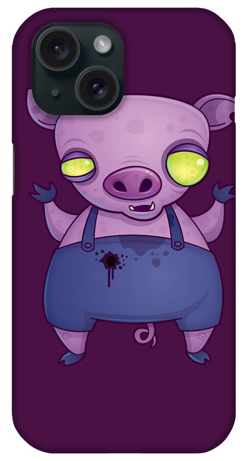 Zombie iPhone Case featuring the digital art Zombie Pig by John Schwegel