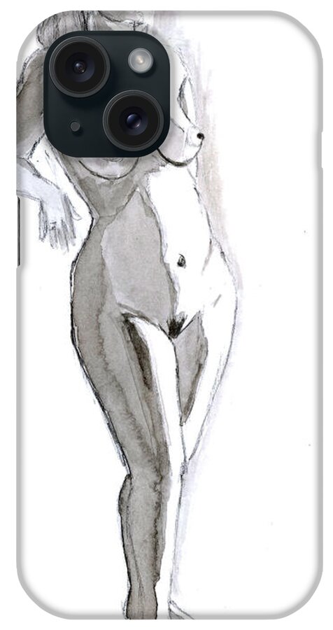 Nude iPhone Case featuring the painting Live Nude Model by Alban Dizdari