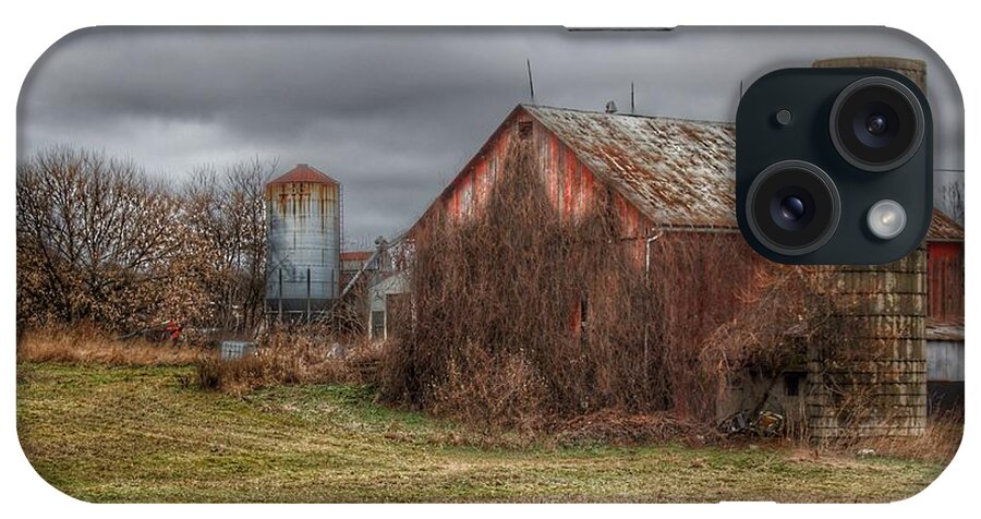 Barn iPhone Case featuring the photograph 0796 - Slattery Road's Old Red and Silo II by Sheryl L Sutter