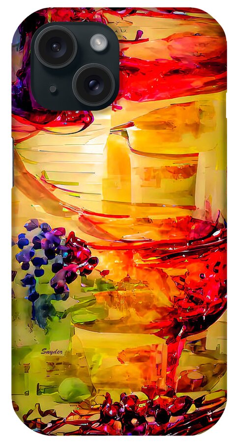 Wine Glasses iPhone Case featuring the digital art A Glass of Rose From the Steampunk Winery AI #1 by Barbara Snyder