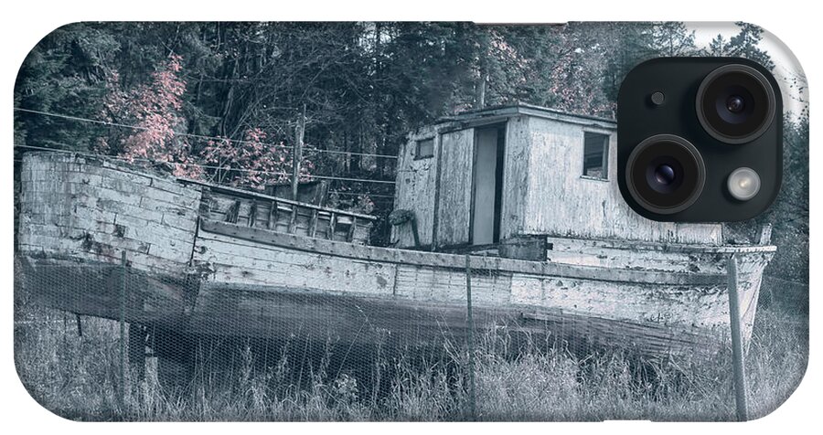 Weathered Boat iPhone Case featuring the photograph Abandoned Relic Boat 2121 by Cathy Anderson