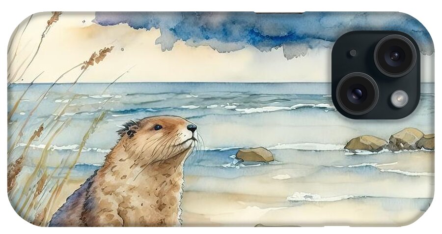 Wild iPhone Case featuring the painting Albatross at beach #1 by N Akkash