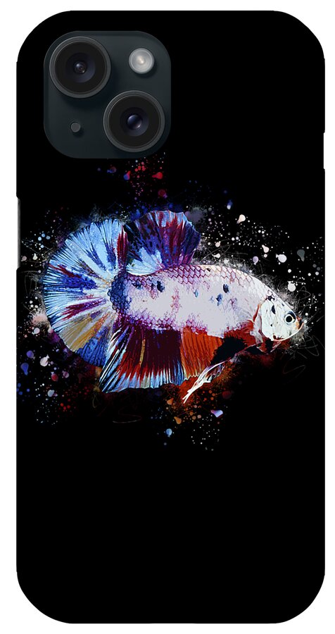 Artistic iPhone Case featuring the digital art Artistic Candy Multicolor Betta Fish by Sambel Pedes