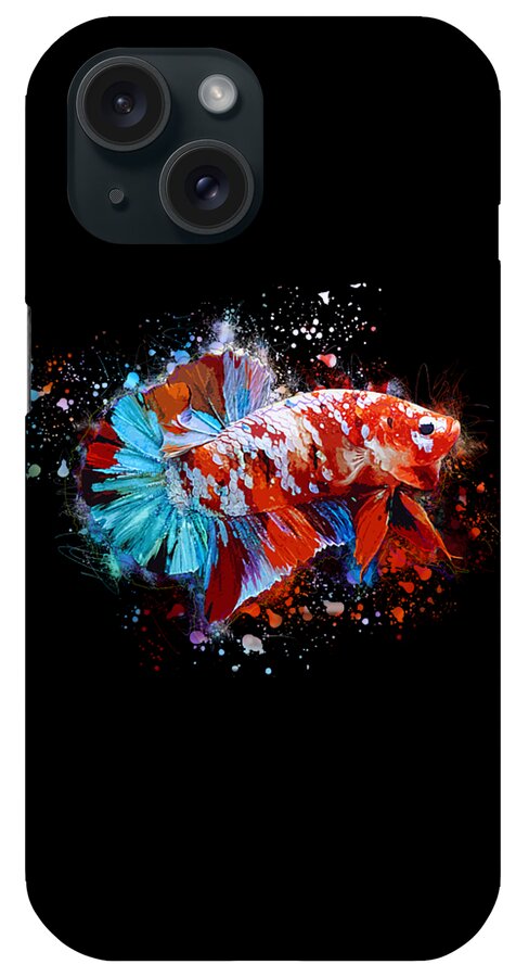 Artistic iPhone Case featuring the digital art Artistic Galaxy Koi Betta Fish #1 by Sambel Pedes