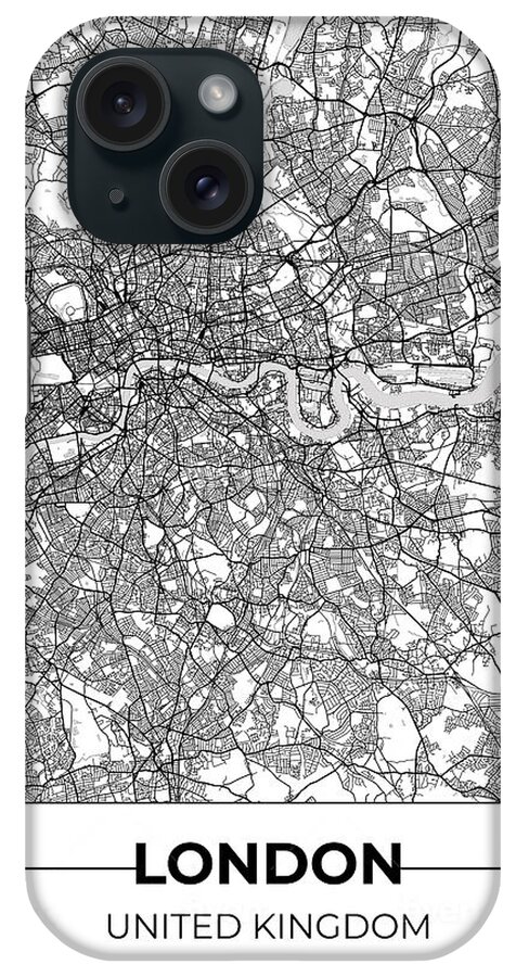 Oil On Canvas iPhone Case featuring the digital art Artistic map of London by Ahmet Asar #1 by Celestial Images