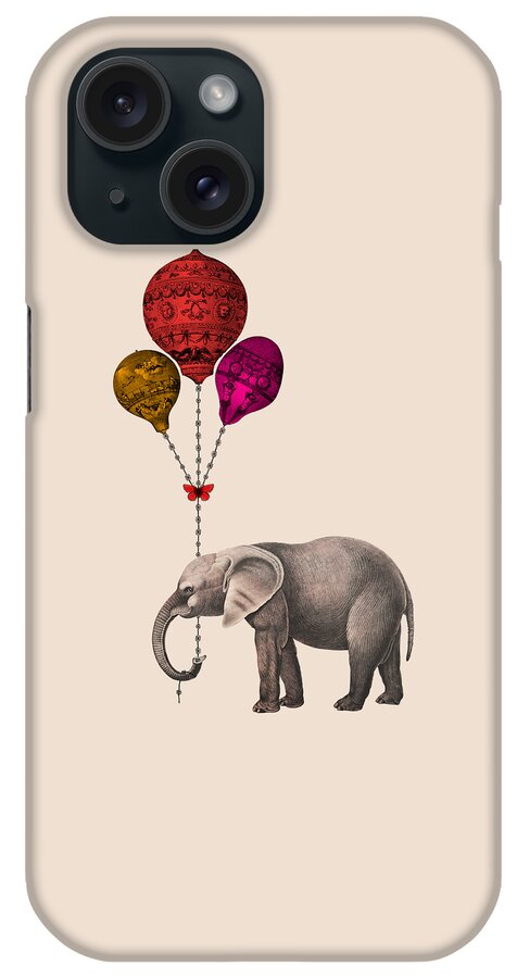 Elephant iPhone Case featuring the digital art Balloon Elephant #1 by Madame Memento