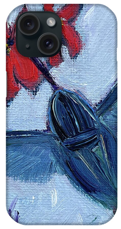 Hummingbird iPhone Case featuring the painting Blue Hummingbird #1 by Roxy Rich