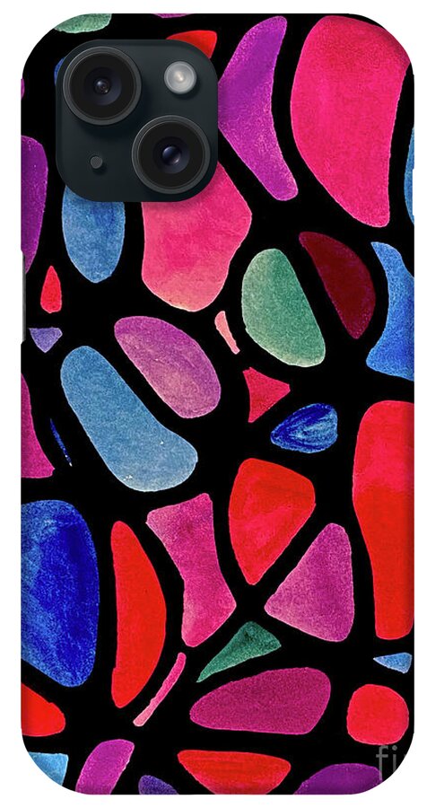 Bright iPhone Case featuring the mixed media Bright Shapes2 by Lisa Neuman