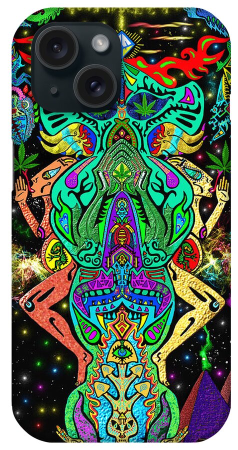 Visionary Art iPhone Case featuring the mixed media CannabiSia #1 by Myztico Campo