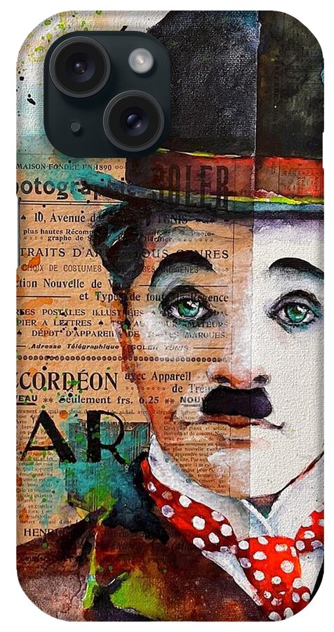 Charlie Chaplin iPhone Case featuring the painting Charlot #1 by Nicole Gelinas