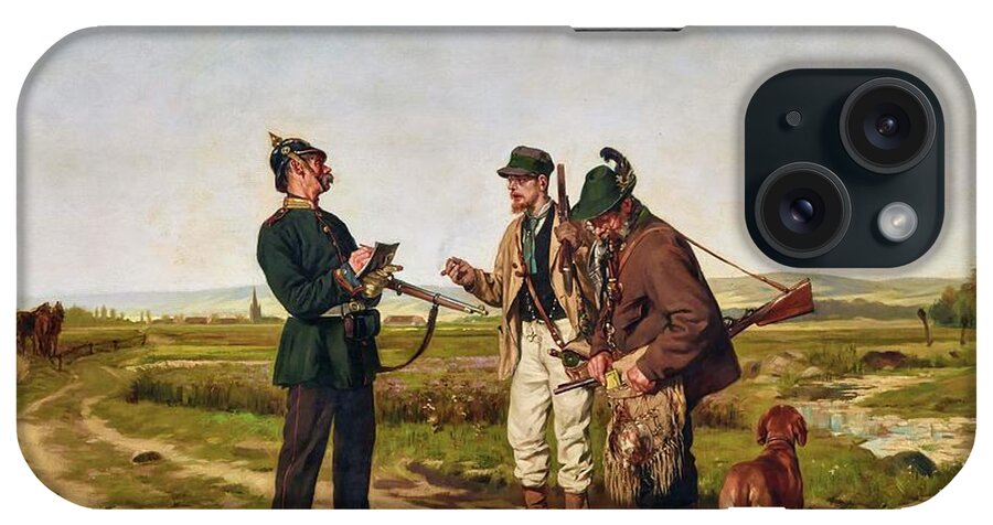 Checking Hunting Permits iPhone Case featuring the painting Checking the Hunting Permit #1 by Carl Sellmer