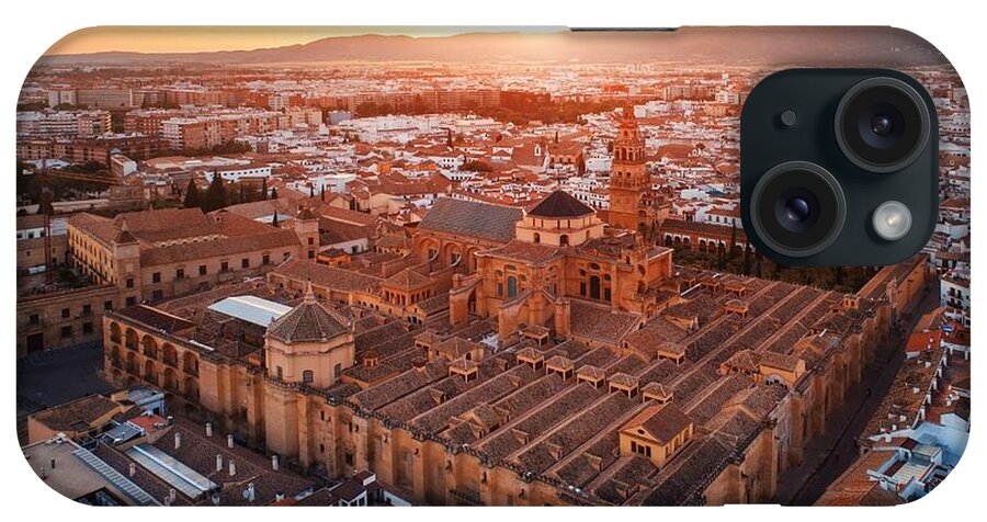 Cordoba iPhone Case featuring the photograph Cordoba aerial view at sunset #1 by Songquan Deng
