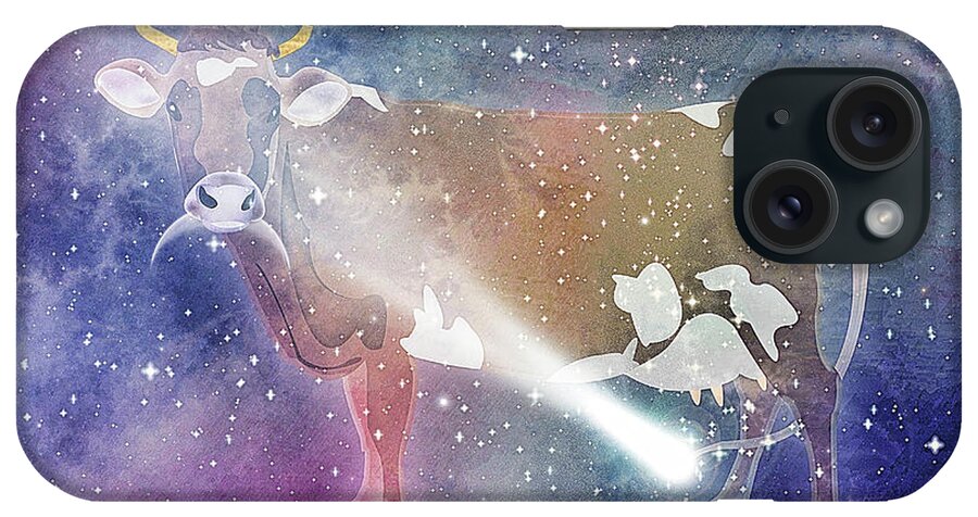 Symbolic Digital Art iPhone Case featuring the digital art Cow #2 by Harald Dastis