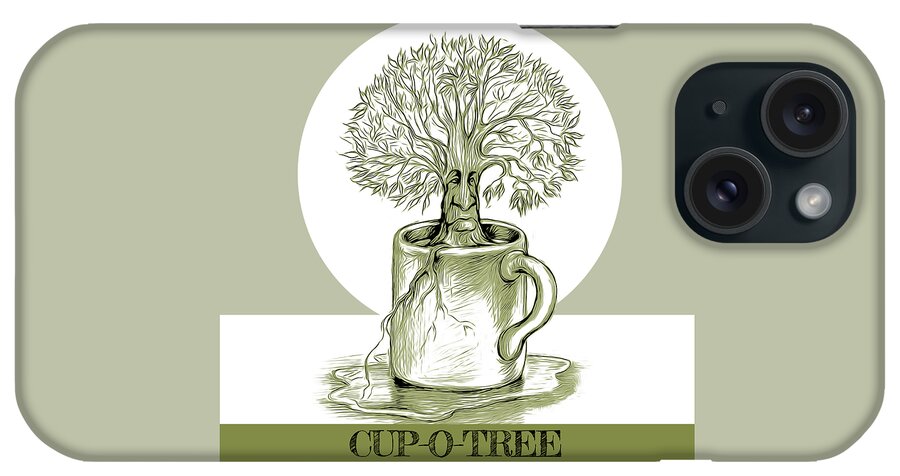 Coffee iPhone Case featuring the mixed media Cup O Tree #1 by Greg Joens