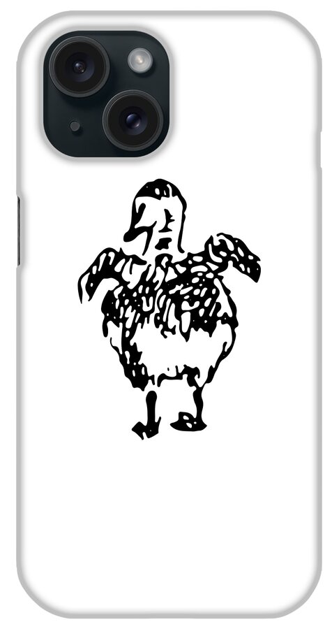 Duck iPhone Case featuring the digital art Duck Black and White Silhouette #1 by Alberto Rodriguez