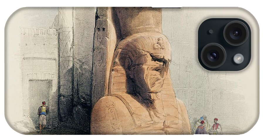 #num iPhone Case featuring the digital art Entrance of the temple at Luxor showing one of two colossal stat #1 by Celestial Images