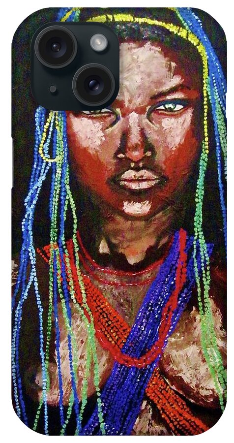 Africa iPhone Case featuring the painting Ethnic Beauty #1 by Kowie Theron
