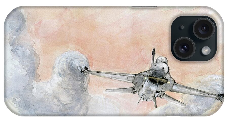 F-26 iPhone Case featuring the painting F-16 #1 by Ang El