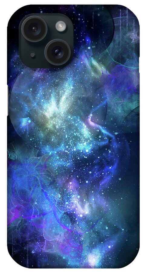 Space iPhone Case featuring the painting Ferne Welten #1 by Art by Gabriele
