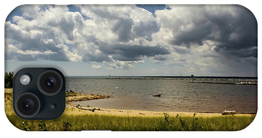 Manistique East Breakwater Light iPhone Case featuring the photograph Further to the West #1 by Deb Beausoleil
