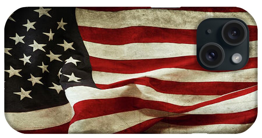 American Flag iPhone Case featuring the photograph Grunge USA flag #1 by Les Cunliffe