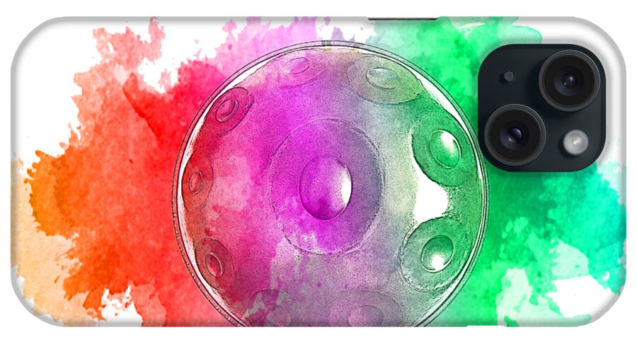 Handpan iPhone Case featuring the digital art Handpan OM in colorfull by Alexa Szlavics