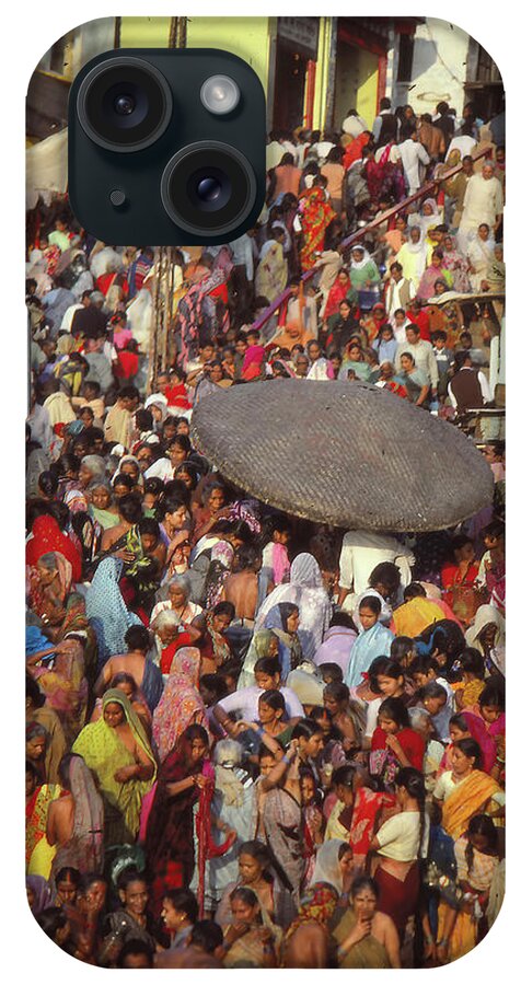 River iPhone Case featuring the photograph Hindu pilgrims bathe in the Ganges #1 by Steve Estvanik