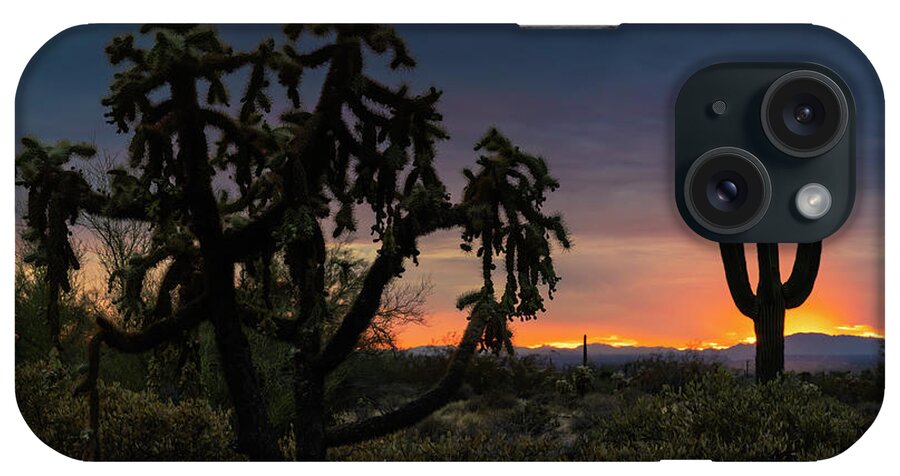 Saguaro Sunset iPhone Case featuring the photograph Just Another Saguaro Sunset #1 by Saija Lehtonen