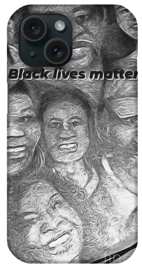 Black Lives Matter iPhone Case featuring the drawing Black Lives Matter by Julie TuckerDemps