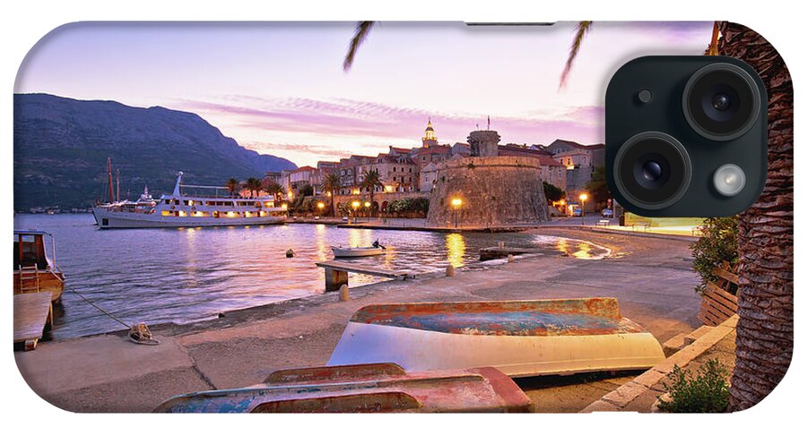Korcula iPhone Case featuring the photograph Korcula beach and coastline colorful evening view #1 by Brch Photography