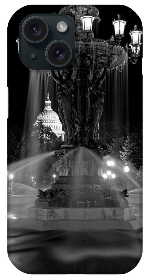Bartholdi Fountain iPhone Case featuring the photograph Light and Water Fountain - Bartholdi Park Washington DC #1 by Doolittle Photography and Art