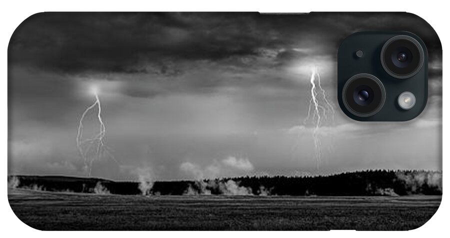 Yellowstone iPhone Case featuring the photograph Lightning and Geysers in Yellowstone by Don Hoekwater Photography