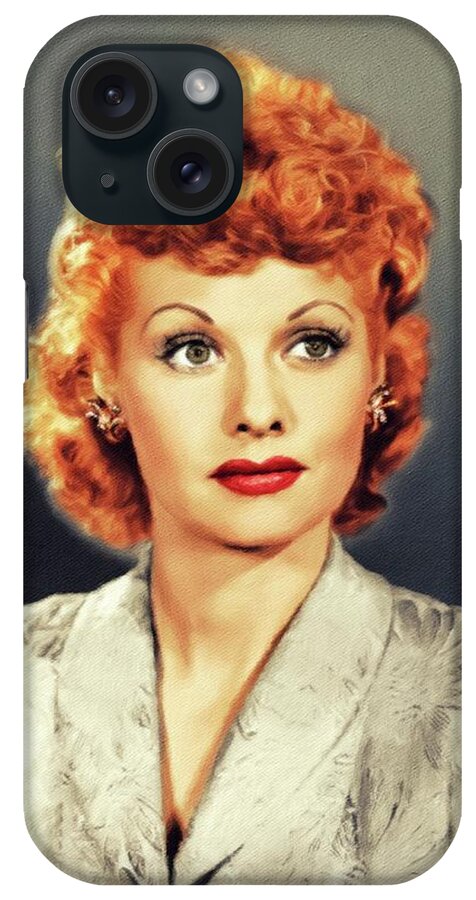 Lucille iPhone Case featuring the painting Lucille Ball, Hollywood Icon #1 by Esoterica Art Agency