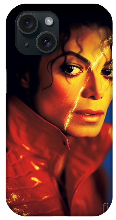Michael Jackson Surreal Cinematic Minimalistic Art iPhone Case featuring the painting Michael Jackson Surreal Cinematic Minimalistic by Asar Studios #1 by Celestial Images
