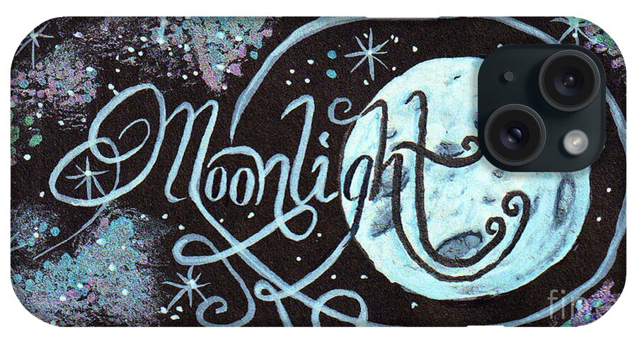 Calligraphy iPhone Case featuring the drawing Moonlight #1 by Scarlett Royale
