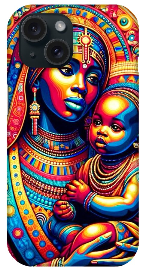 Mother iPhone Case featuring the painting Mother and Child #2 by Emeka Okoro