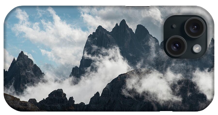 Dolomite Mountains iPhone Case featuring the photograph Mountain peaks at Tre cime area in Italy #1 by Michalakis Ppalis