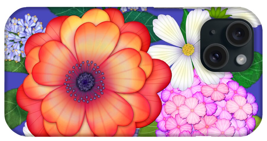Floral. Botanical iPhone Case featuring the digital art Nature's Hope Flowers in Vase by Valerie Drake Lesiak